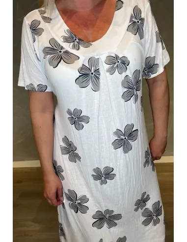 Kjole | Hvid | Store Blomsterprint | TIPPY