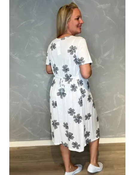 Kjole | Hvid | Store Blomsterprint | TIPPY