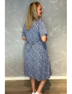 Jeans blå kjole med små blomster til kvinder – TIPPY Collection 2