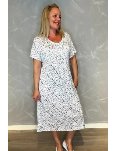 Hvid kjole med små blomster til kvinder – TIPPY Collection