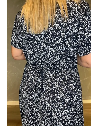 35436 VISKOSE KJOLE SMÅ BLOMSTER NAVY