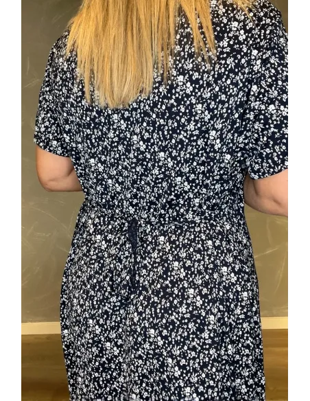 35436 VISKOSE KJOLE SMÅ BLOMSTER NAVY