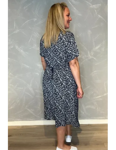 35436 VISKOSE KJOLE SMÅ BLOMSTER NAVY