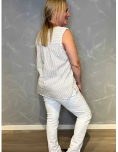 Top | Stribet | Beige Hvid | Design by TIPPY 2