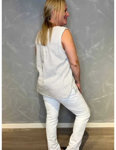 Bagside af sand stribet top til kvinder – TIPPY