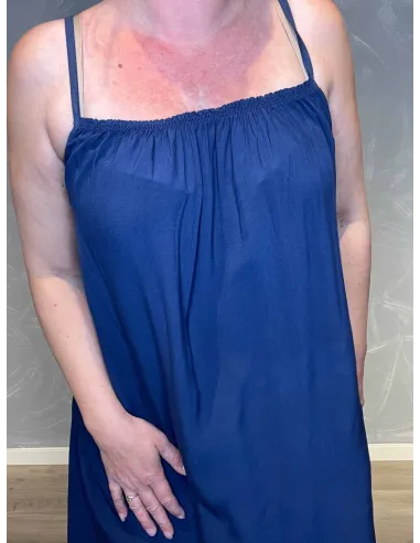 Elastisk top på navy kjole – TIPPY