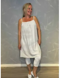 Lys grå stropkjole med elastik til kvinder – TIPPY collection