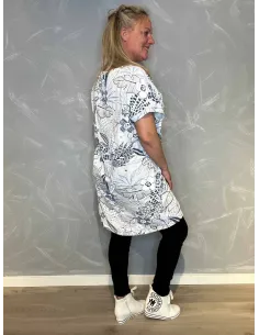 T-shirt kjole med Snøre | Hvid/Blå| TIPPY 2