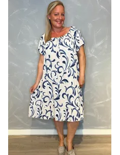 Sand kjole med blåt print til kvinder – TIPPY Italian Select