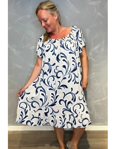 Sand kjole med blåt print til kvinder – TIPPY Italian Select