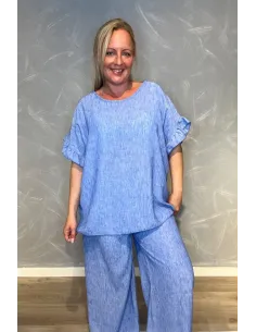 "Jeans blue bluse til kvinder med flæse ærmer - TIPPY Italian Select"