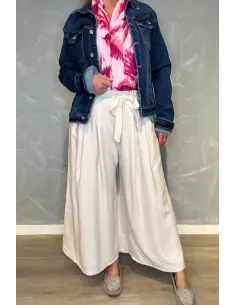 Beige culottes buks med bindebånd til kvinder – TIPPY Collection