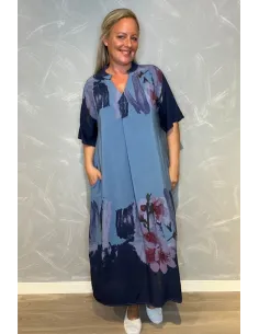 “Blå maxi kjole med blomsterprint og lommer til kvinder – Tippy Italian Select