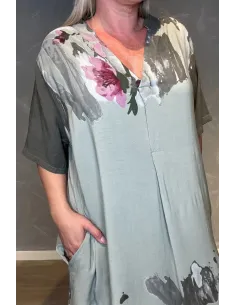 Army maxi kjole med blomsterprint og lommer til kvinder – Tippy Italian Select 2