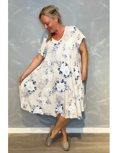 Kjole | Blomsterprint | Sandfarvet | TIPPY Italian Handpicked