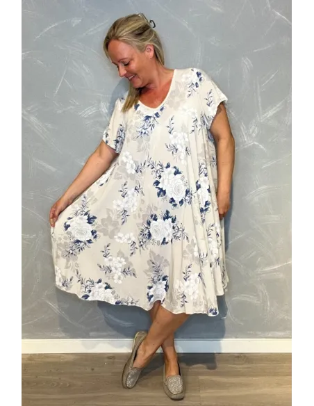 Kjole | Blomsterprint | Sandfarvet | TIPPY Italian Handpicked
