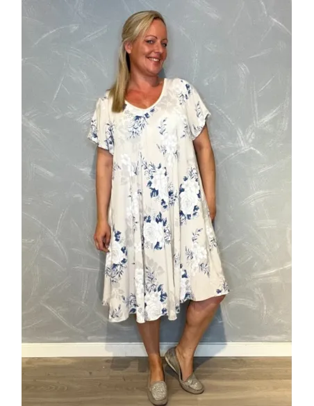 Kjole | Blomsterprint | Sandfarvet | TIPPY Italian Handpicked