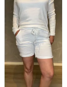 Hvid shorts med glimmer snøre til kvinder – TIPPY Collection