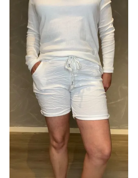 Hvid shorts med glimmer snøre til kvinder – TIPPY Collection