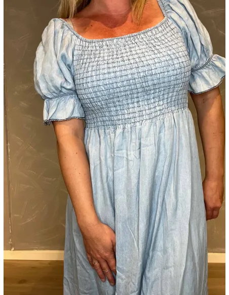 Maxi kjole| Denim look| Smock stykke