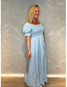 Maxi kjole| Denim look| Smock stykke