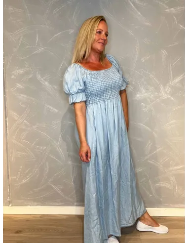 Maxi kjole| Denim look| Smock stykke