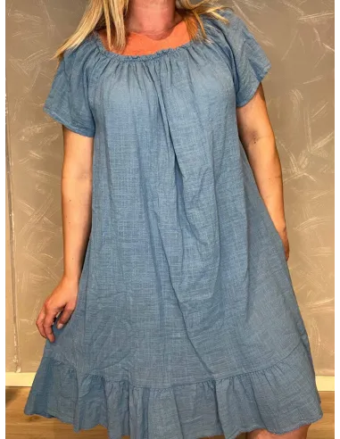 Kjole | Off shoulder| Jeans blå | TIPPY