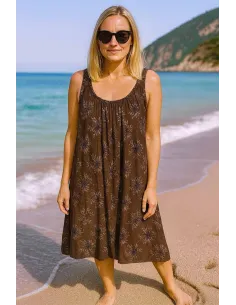 Kjole | Blomster| Viskose | Brun | TIPPY 2