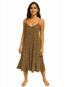 Kjole | Blomster| Viskose | Brun | TIPPY