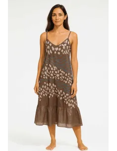 Kjole | Print | Viskose | Brun | TIPPY