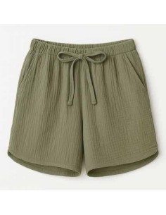 Armygrøn muslin shorts med bindebånd til kvinder – TIPPY Collection 2