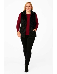 "Sort faux fur vest med zigzag mønster til kvinder - TIPPY Collection" 2