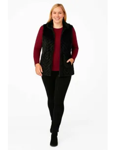 "Sort faux fur vest med zigzag mønster til kvinder - TIPPY Collection" 2