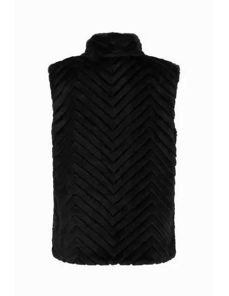 "Bagside af sort faux fur vest til kvinder - TIPPY"