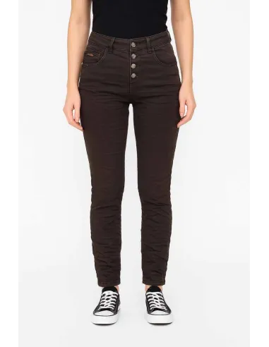 "Slim fit pasform på dark brown Karostar jeans til kvinder - TIPPY"