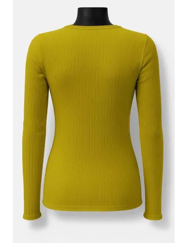 bagside af kiwi langærmet rib bluse – TIPPY Basic Collection