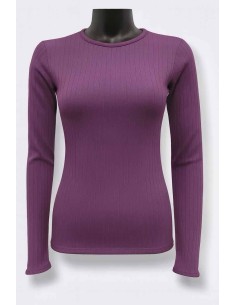lavendel langærmet rib bluse til kvinder – TIPPY Basic Collection