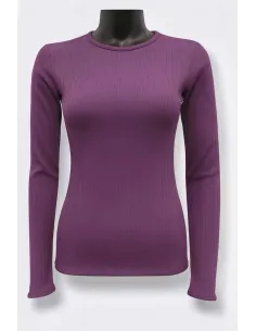 lavendel langærmet rib bluse til kvinder – TIPPY Basic Collection