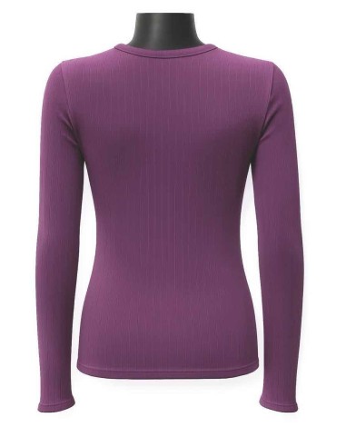 bagside af lavendel langærmet rib bluse – TIPPY Basic Collection