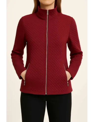 TIPPY QUILTET CARDIGAN M. LYNLÅS OG LOMMER BORDEAUX