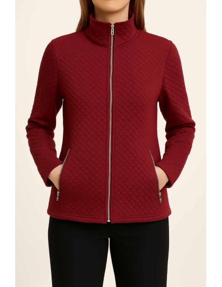 TIPPY QUILTET CARDIGAN M. LYNLÅS OG LOMMER BORDEAUX