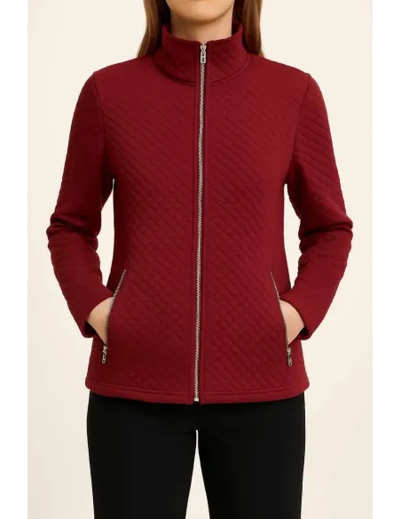 TIPPY QUILTET CARDIGAN M. LYNLÅS OG LOMMER BORDEAUX