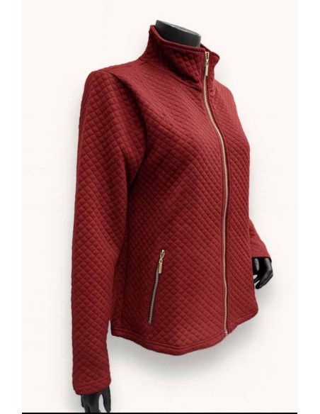 TIPPY QUILTET CARDIGAN M. LYNLÅS OG LOMMER BORDEAUX