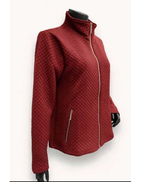 TIPPY QUILTET CARDIGAN M. LYNLÅS OG LOMMER BORDEAUX