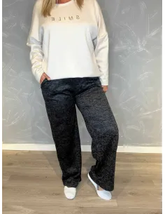 "Sort meleret casual løse bukser til kvinder - TIPPY Collection"