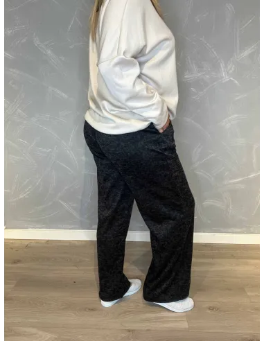 "Bagside af sort meleret casual løse bukser til kvinder - TIPPY"