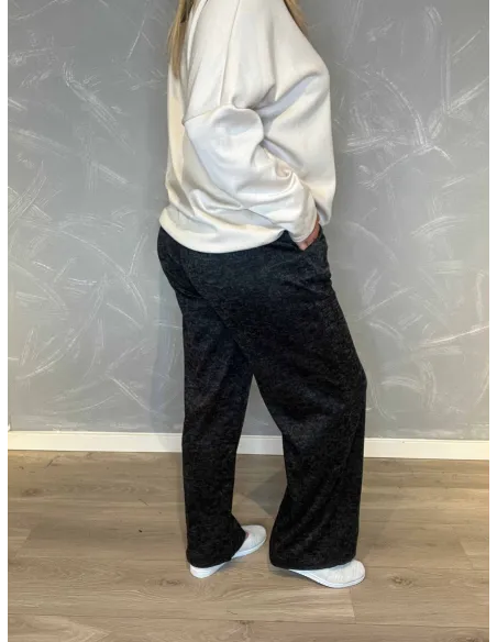 "Bagside af sort meleret casual løse bukser til kvinder - TIPPY"