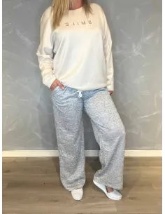 "Lys grå meleret casual løse bukser til kvinder - TIPPY Collection"