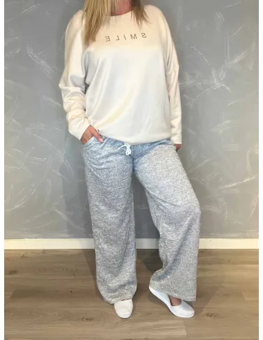 "Lys grå meleret casual løse bukser til kvinder - TIPPY Collection"