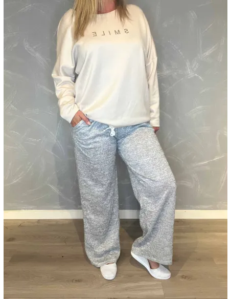 "Lys grå meleret casual løse bukser til kvinder - TIPPY Collection"